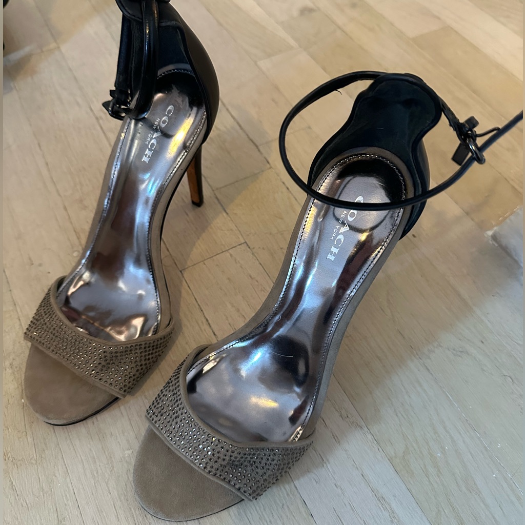 Coach Black And Brown Strappy Heels